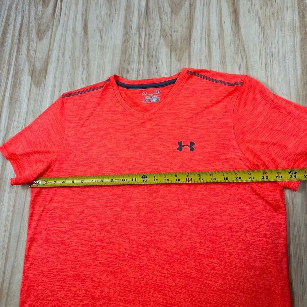 Under‎ Armour Men's L Neon Orange HeatGear T-Shirt Short Sleeve Athletic